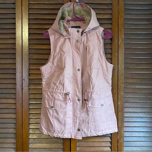 Love Tree Fur Lined Hooded Pink Vest